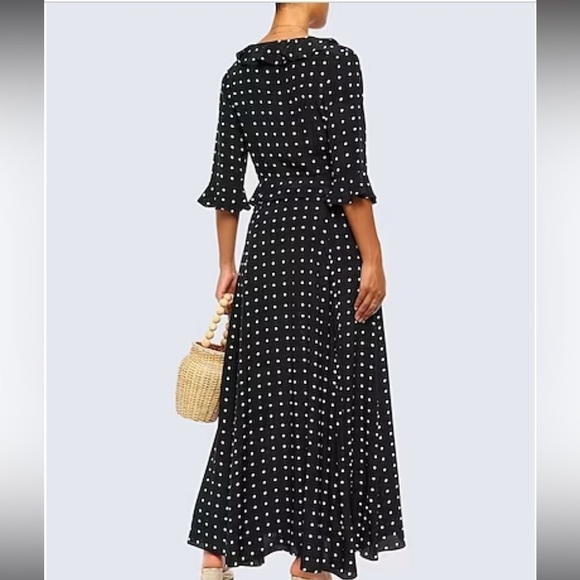 We Are Leone Ruby Ruffle Black Polka Dot 100% Silk Maxi Cardigan XS/S - Picture 3 of 12